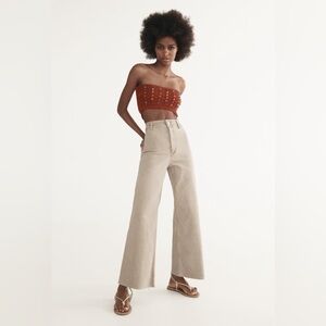 Zara ZW COLLECTION HIGH WAIST MARINE STRAIGHT JEANS US 6 STONE